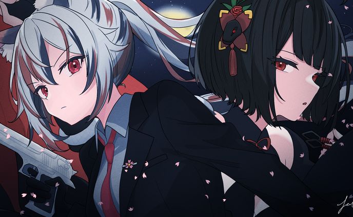 【1枚絵イラスト】桜ノ宮猫助×白蛇霙 様