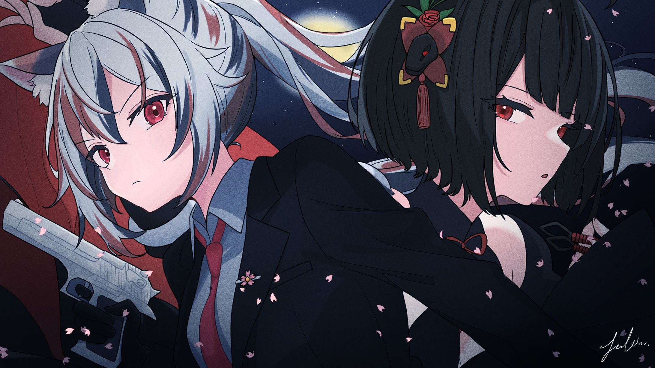 【1枚絵イラスト】桜ノ宮猫助×白蛇霙 様-1