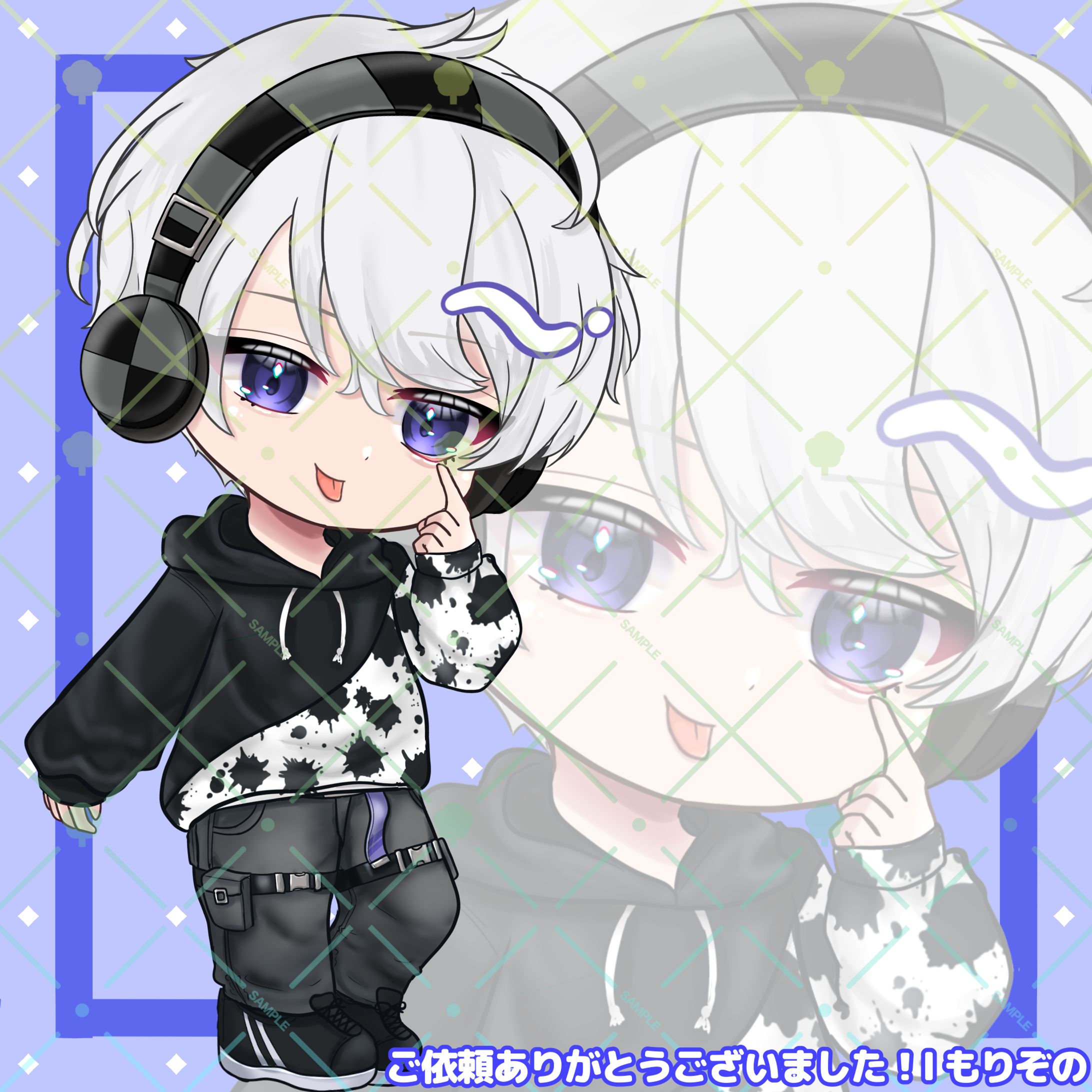 にこ様ご依頼用 ご依頼】くろいぬ様ご依頼ミニキャライラスト