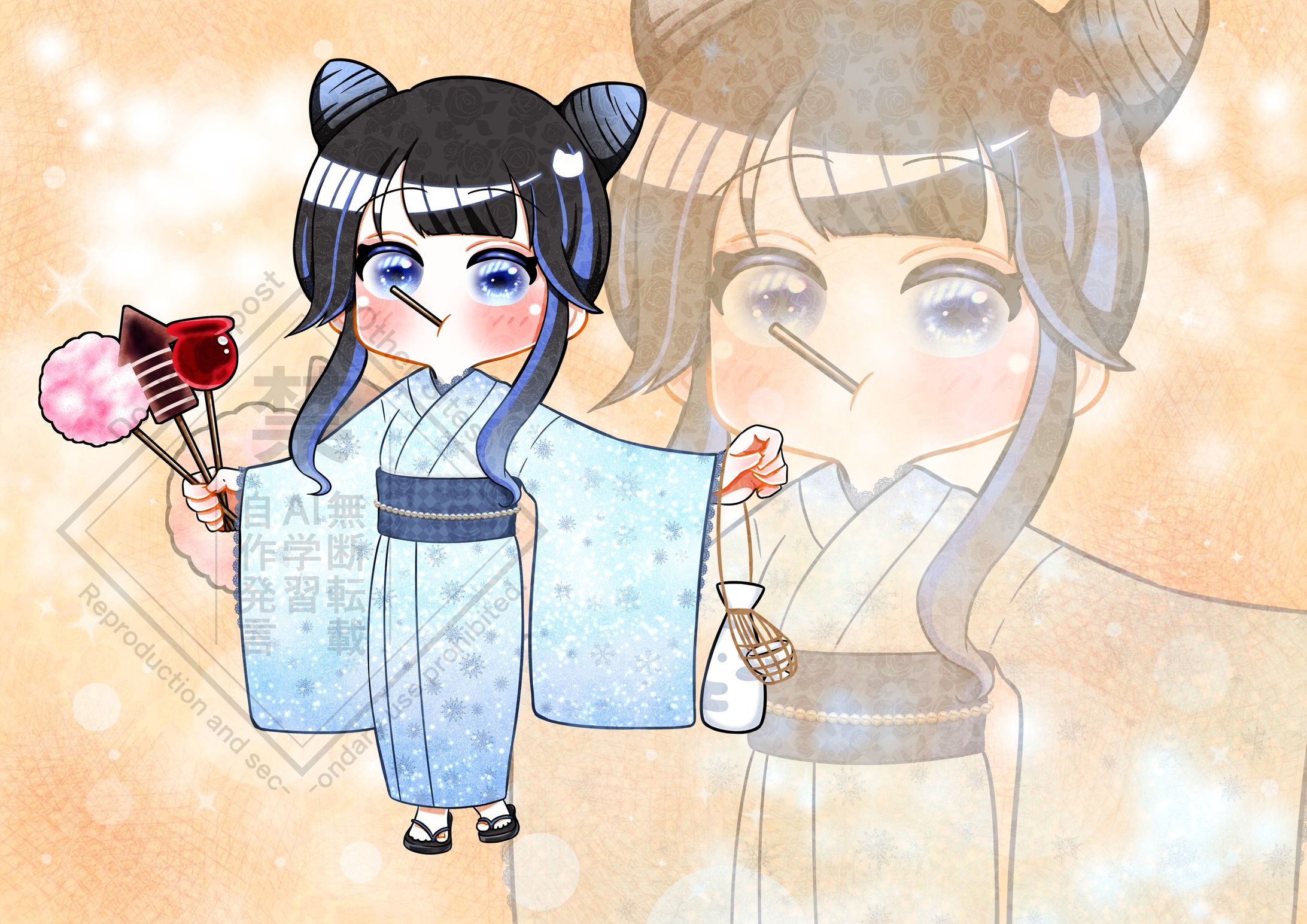 たむたむさま　浴衣SD　イラスト-1