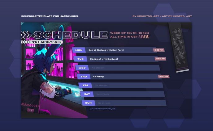 Schedule + Twitch Panels Comm for HardlyKris