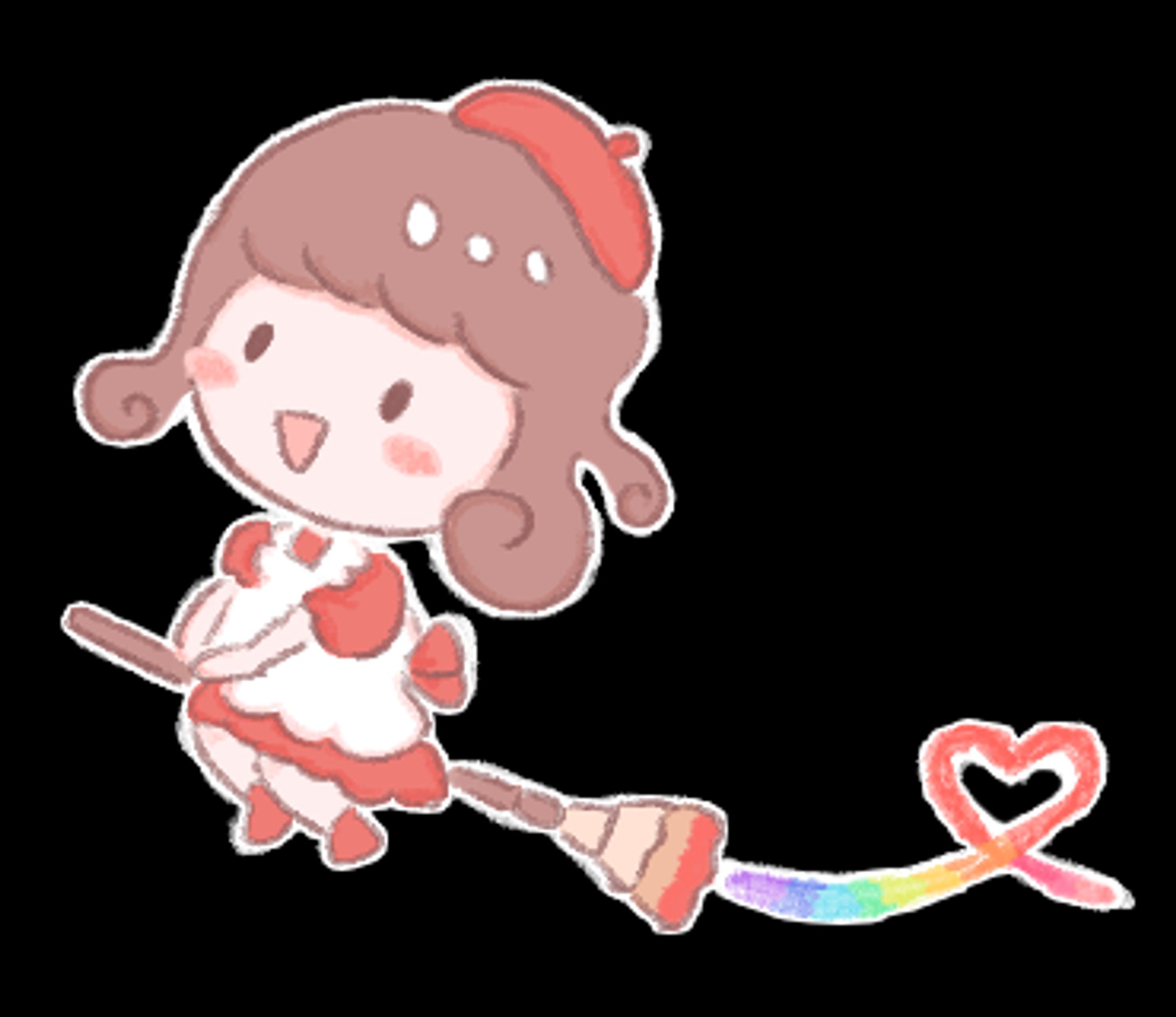 Cute witch flying with a paintbrush as a broom-1