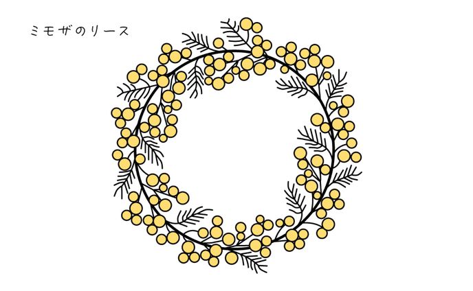 ステンドグラス　ミモザのリース
