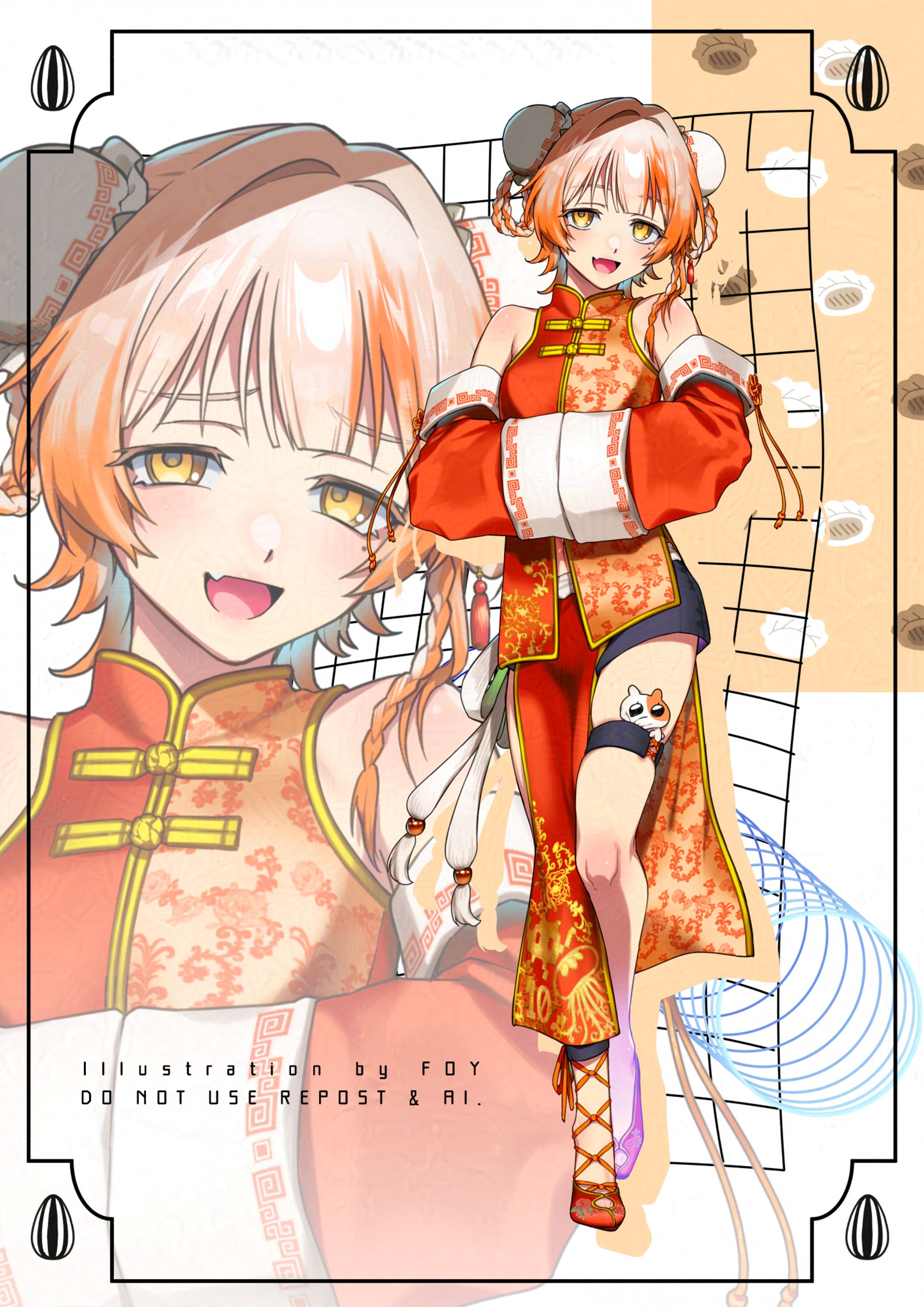 Vライバー となりのはむすた チャイナ衣装立ち絵-1