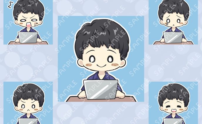 ブログ、SNSアイコン5枚セット