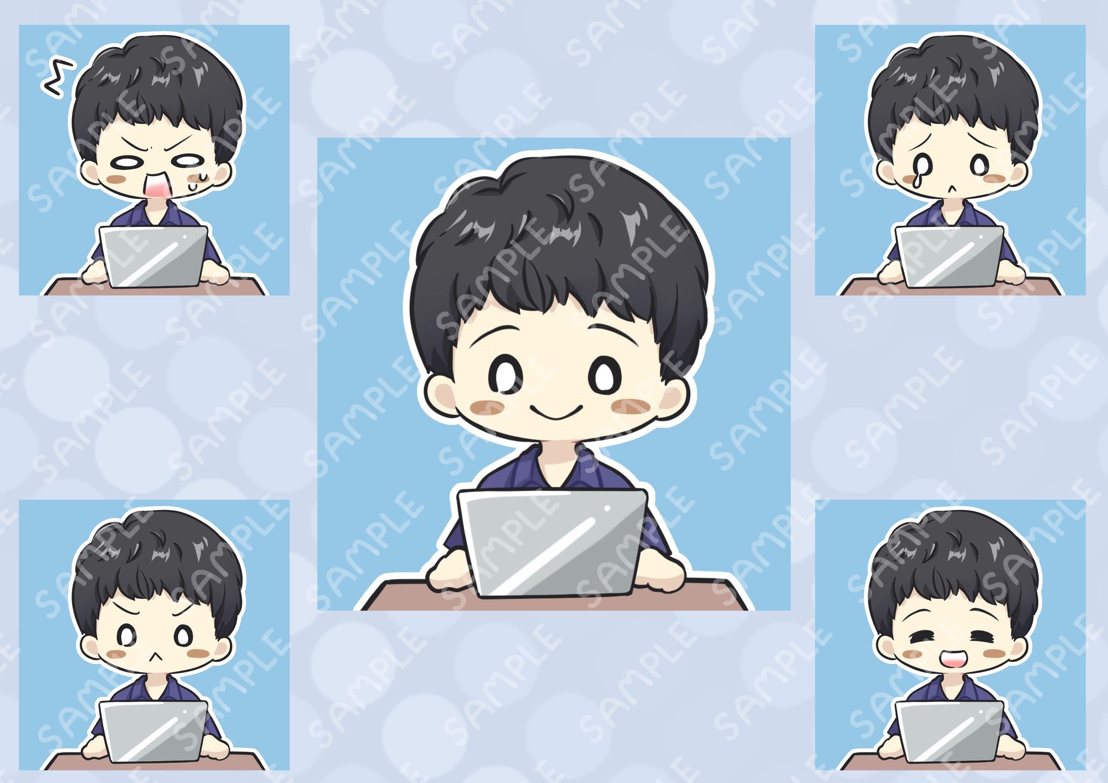 ブログ、SNSアイコン5枚セット-1