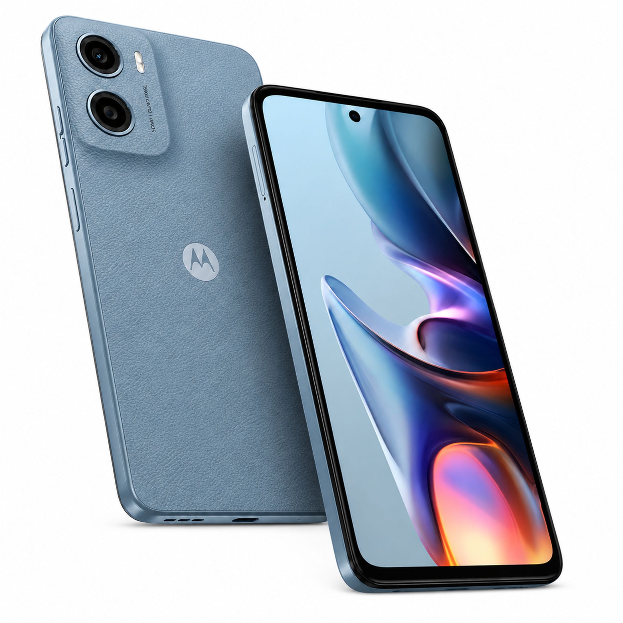 【ECクリエイティブ】Motorola(モトローラ)motog05|8GB/128GB|ミスティブルー|SIMフリースマホ本体端末|NFC対応|ヴィーガンレザー|ゴリラガラス-1
