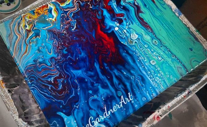 I really love this piece that I produced last week. #rosegardnerart #paintpouring #fluidart #waterfalltechnique