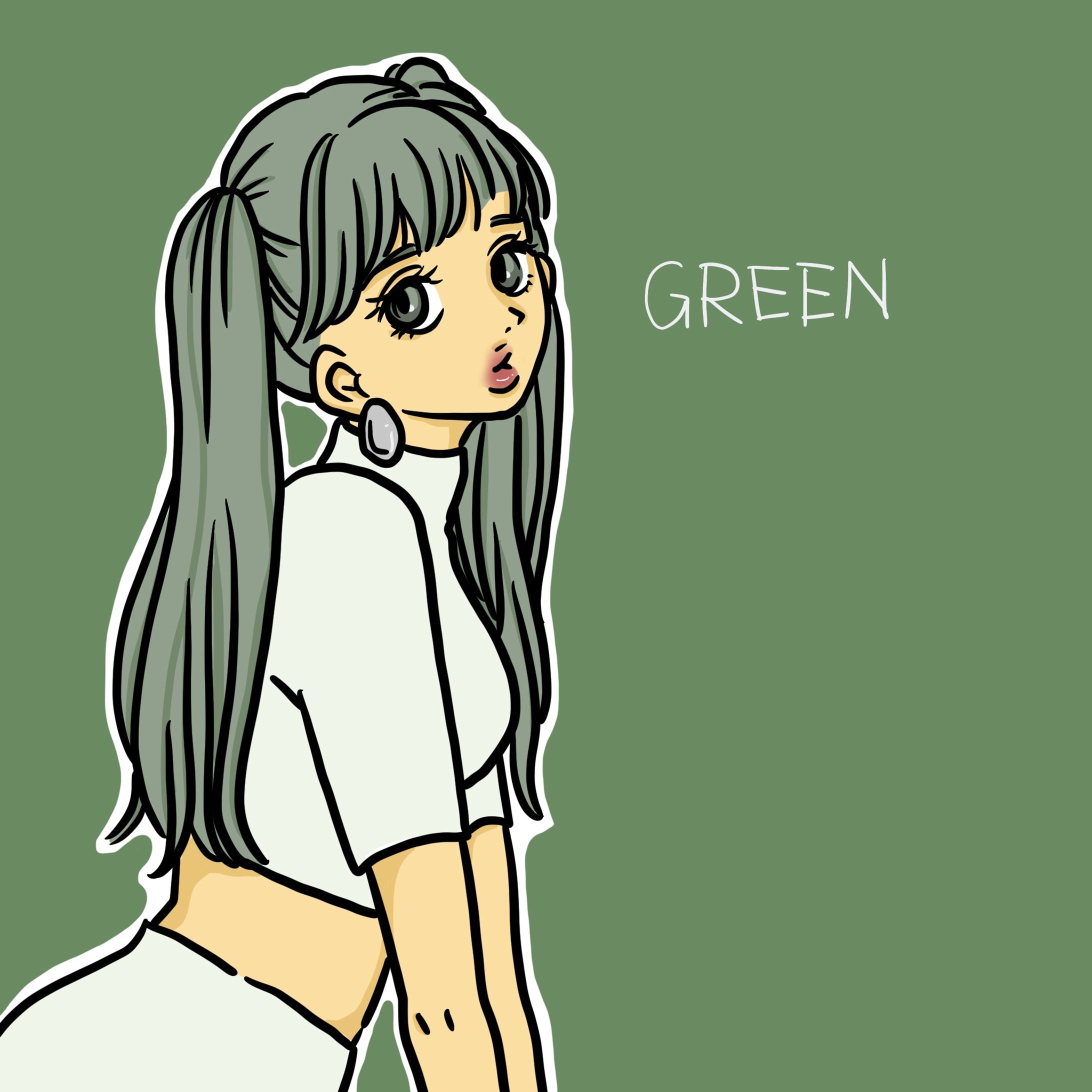 ピスタチオカラーな女の子のイラスト-1
