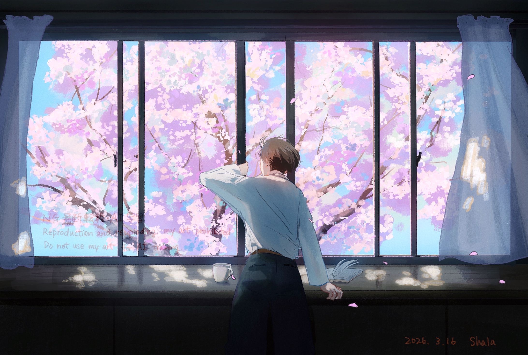 春の風、窓際-1