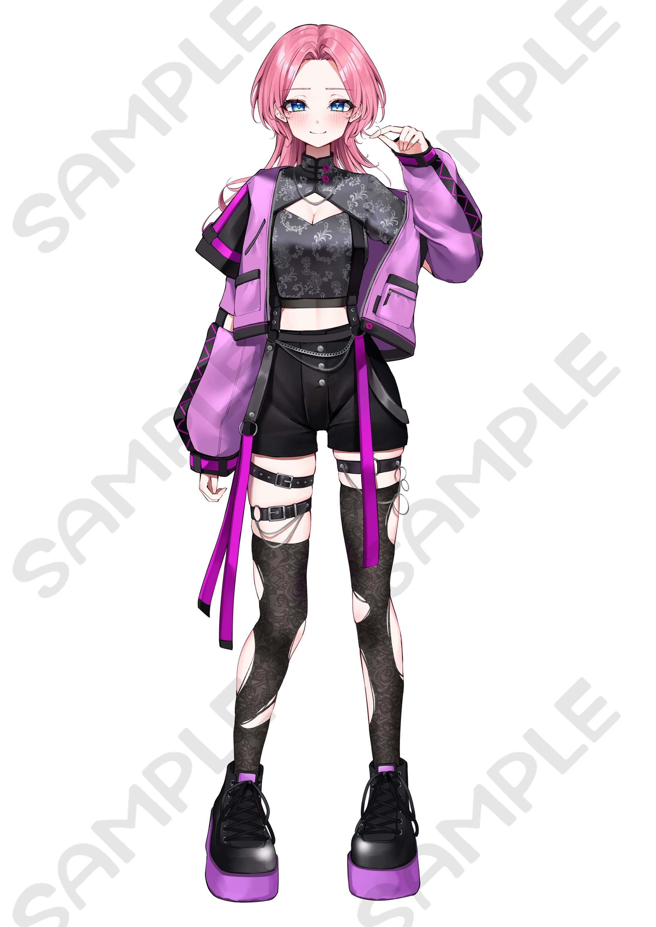 ライブナウV所属　桃薔薇ロゼ様｜キャラクターデザイン・IRIAM立ち絵-1