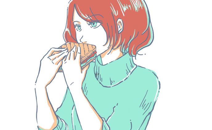 女性イラスト 「サンドイッチ」