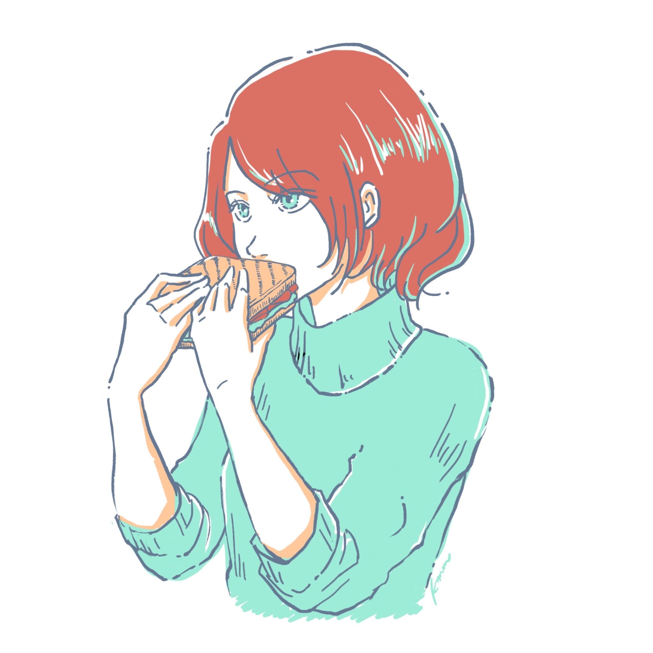 女性イラスト 「サンドイッチ」-1