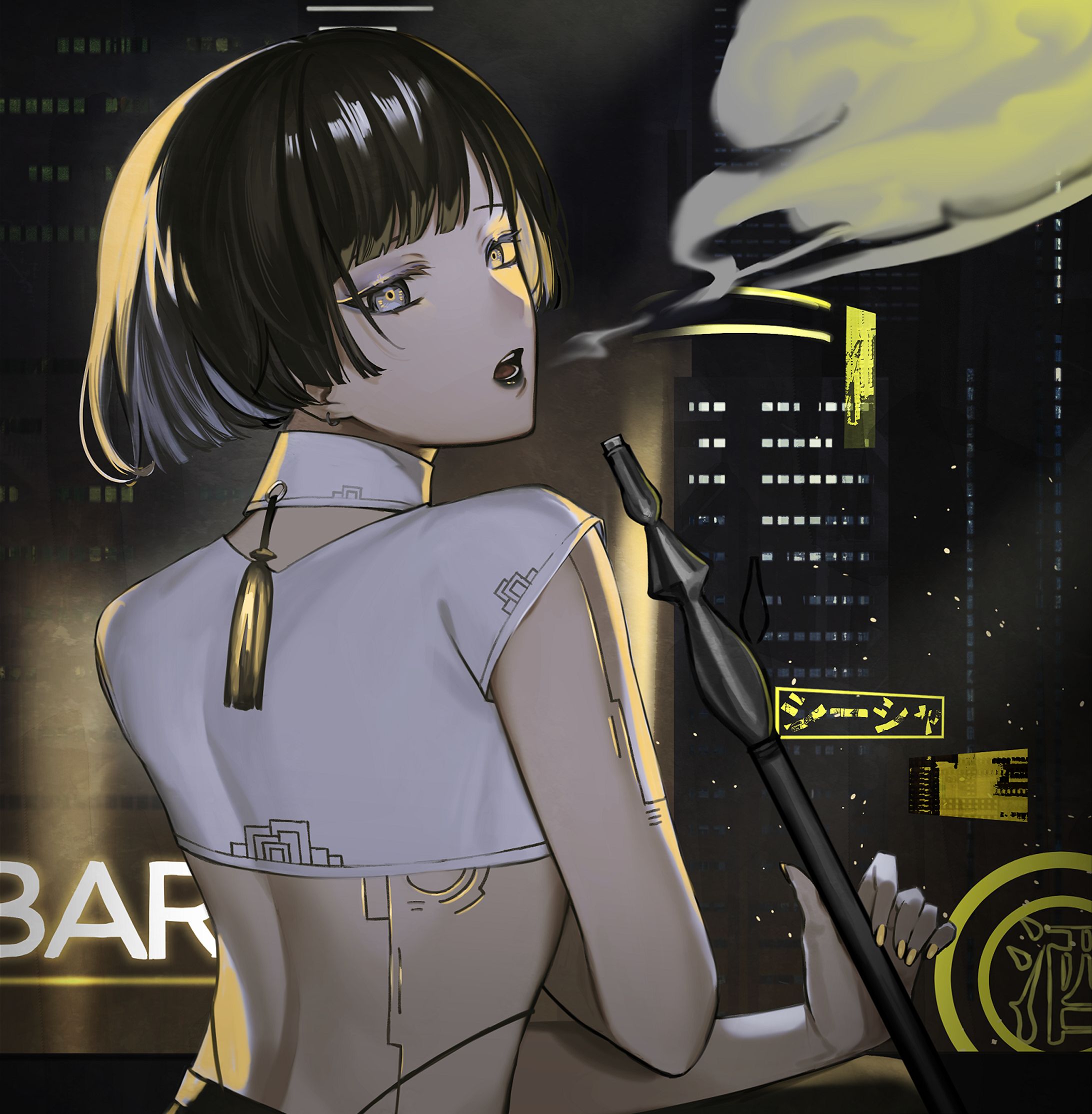 【シーシャ&バーMATEREAL様】周年記念パーカー用イラスト-1