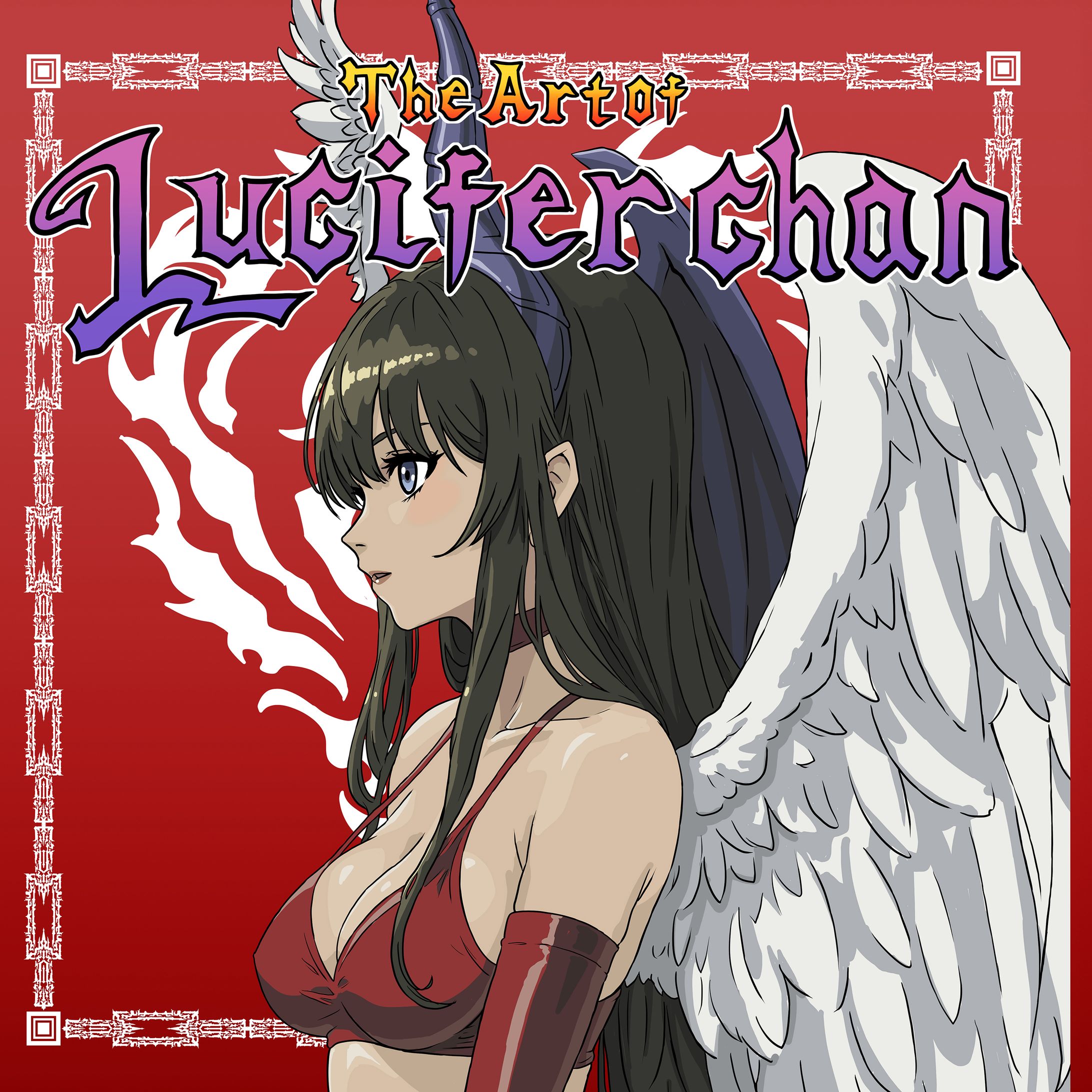 イラスト集『The Art of Lucifer chan』 ＆ Dawn star Lucifer chan sticker (Bloody crimson) セット-1