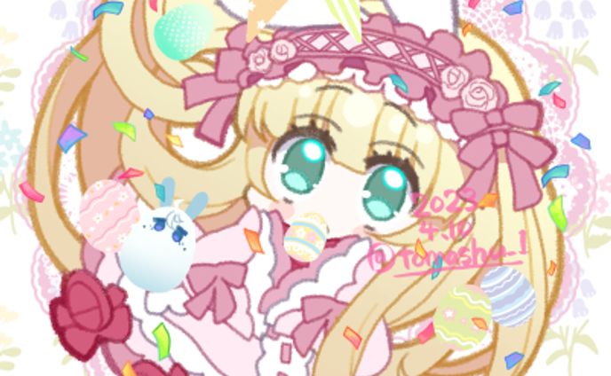 ハッピーイースターデフォルメイラスト