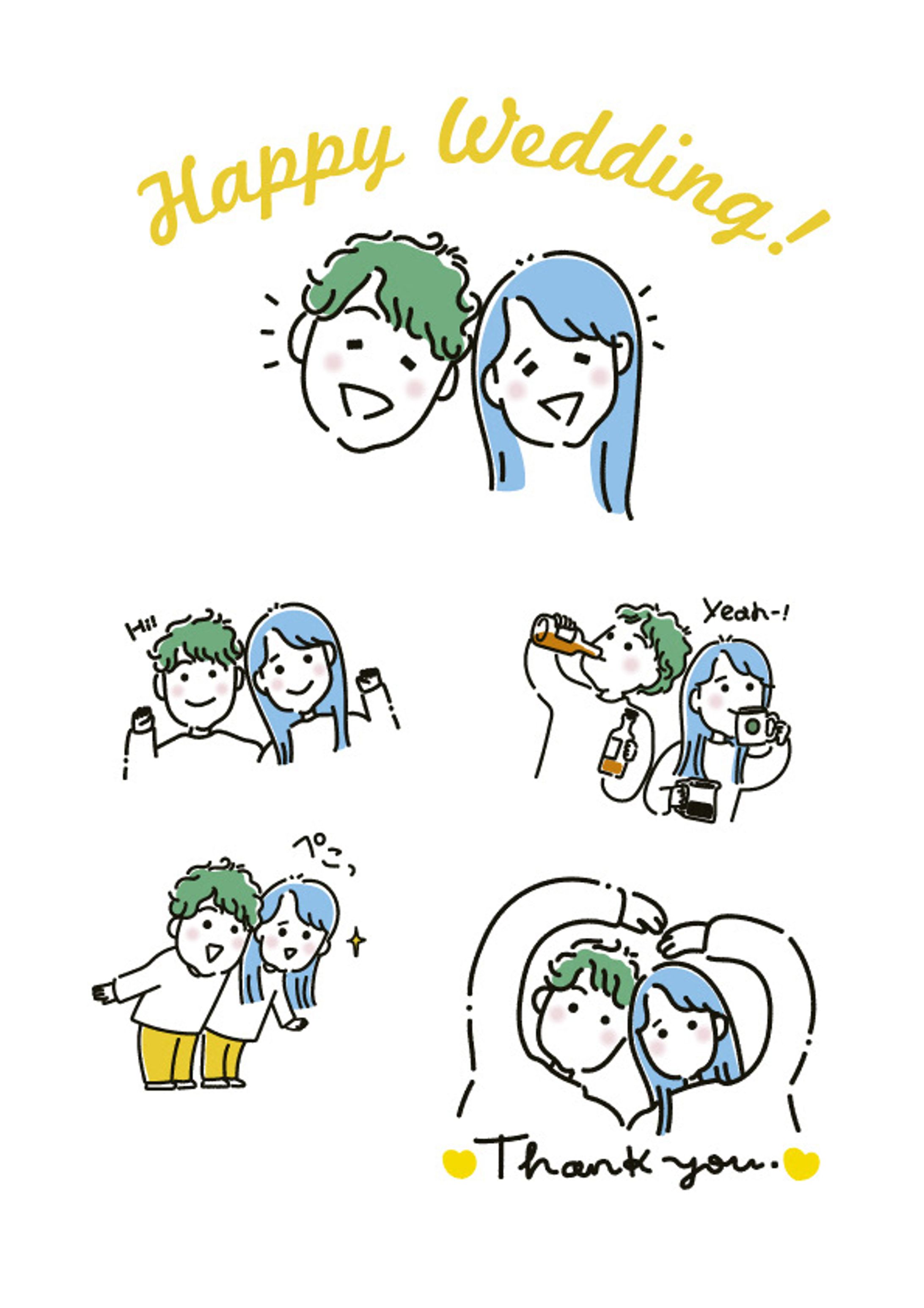結婚式のアイテム作りの似顔絵-1