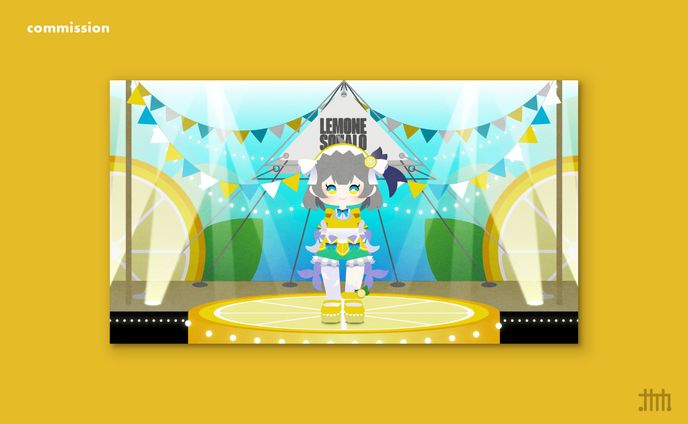 【skeb】Vtuberレモネ・スクアーロ様 ステージイラスト