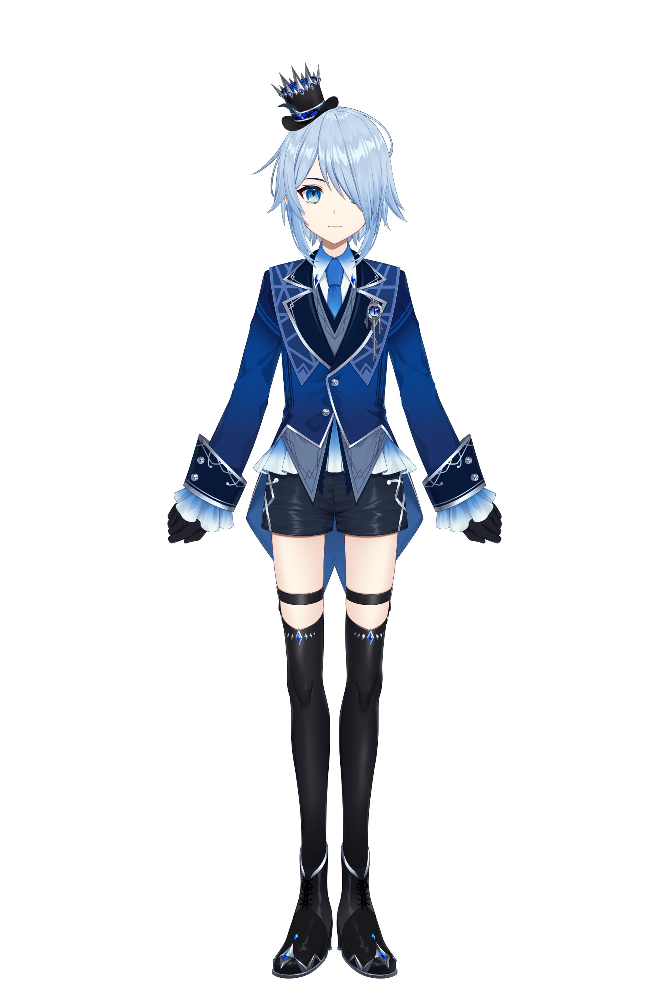 【Vtuber立ち絵】黒澤零　＋三面図-1