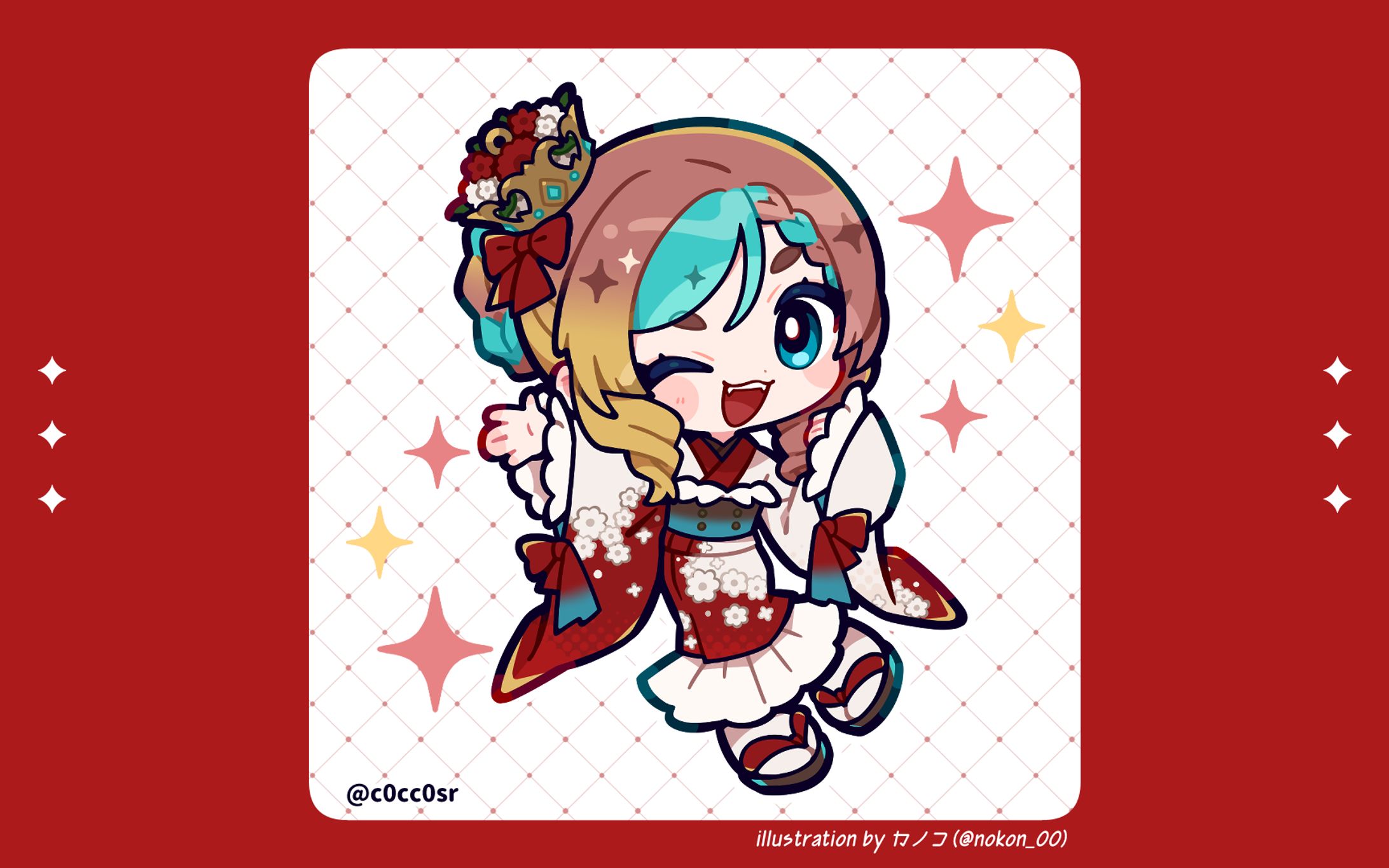 【works】ここあずきっこ様ミニキャラ着物アレンジ-1