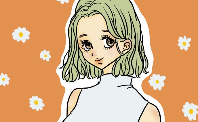 お花と女の子のイラスト
