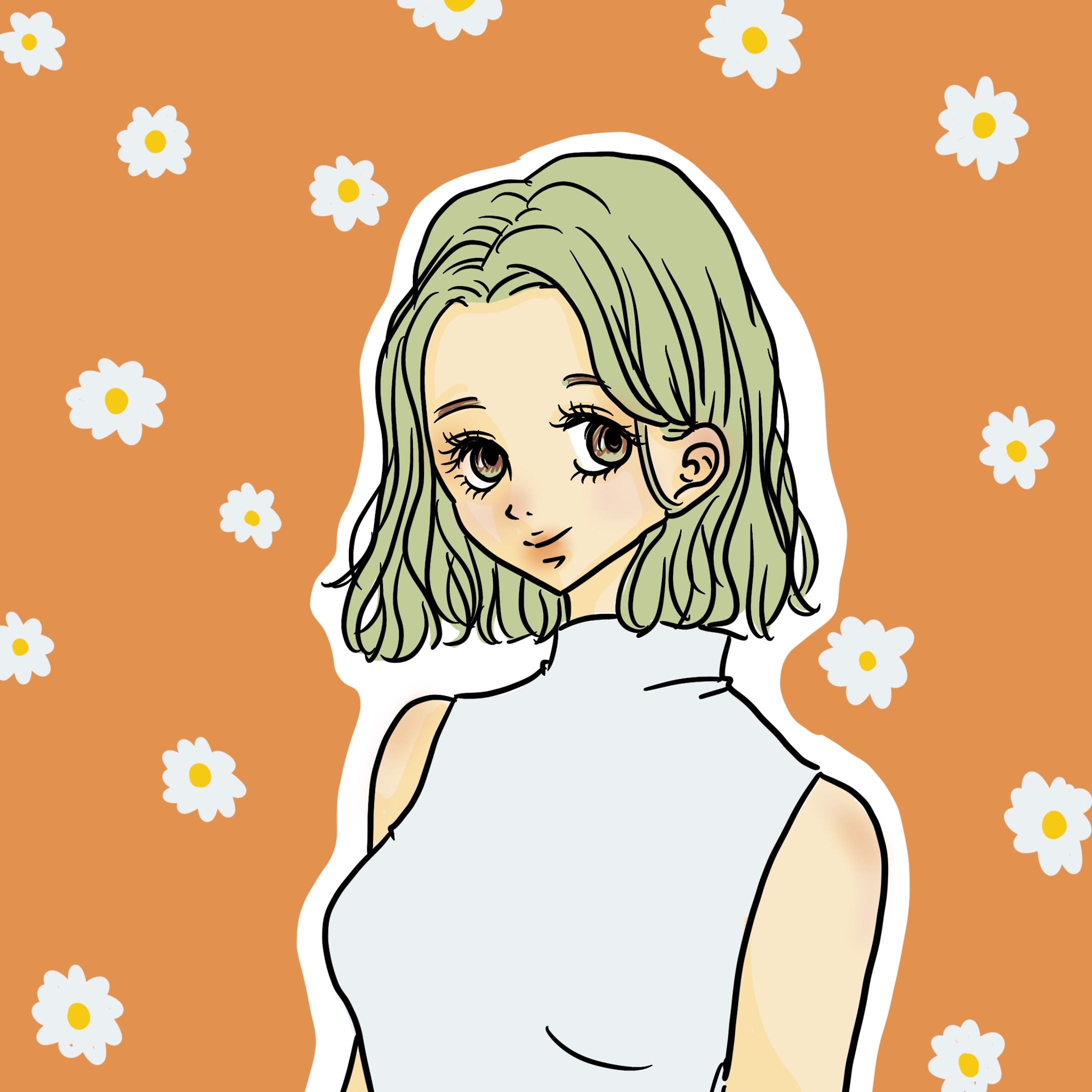 お花と女の子のイラスト-1
