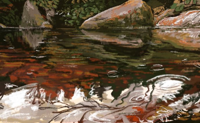 【背景】　秋の水面　【模写】