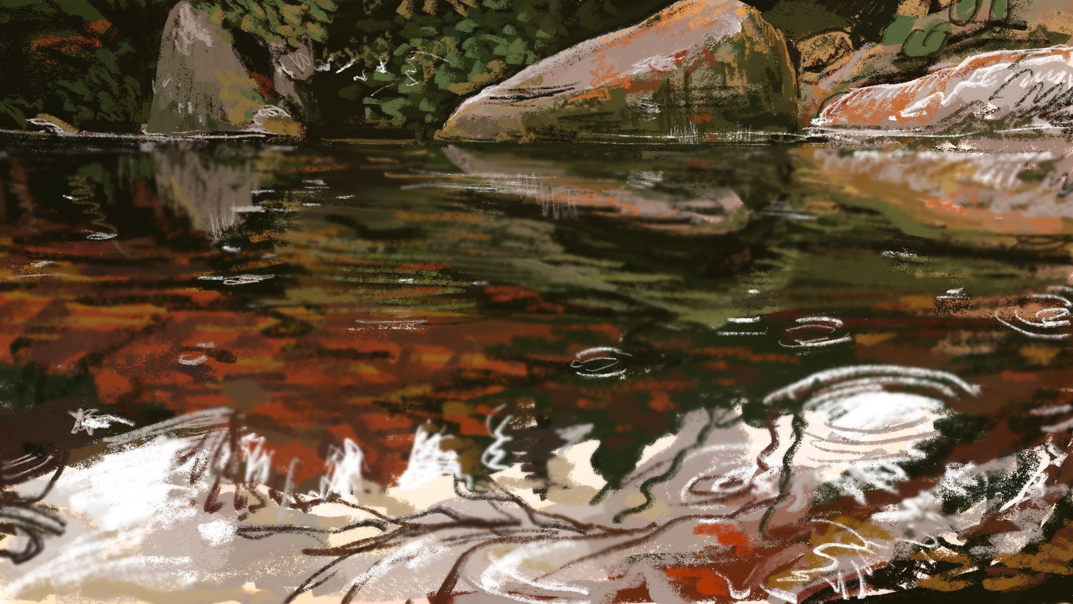 【背景】　秋の水面　【模写】-1
