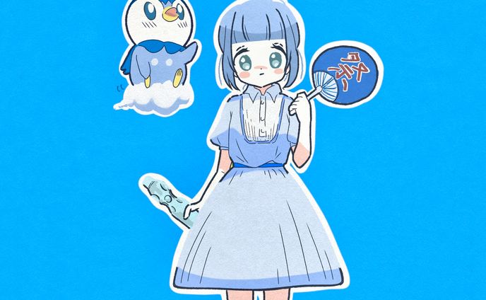 ポッチャマと夏　背景なし