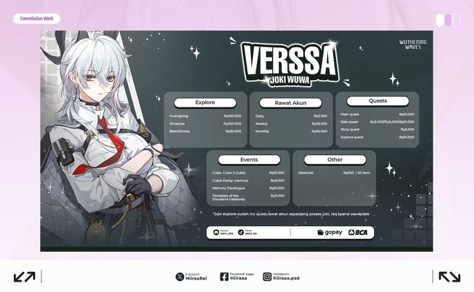 [Online Service purpose] - Account GB Price List