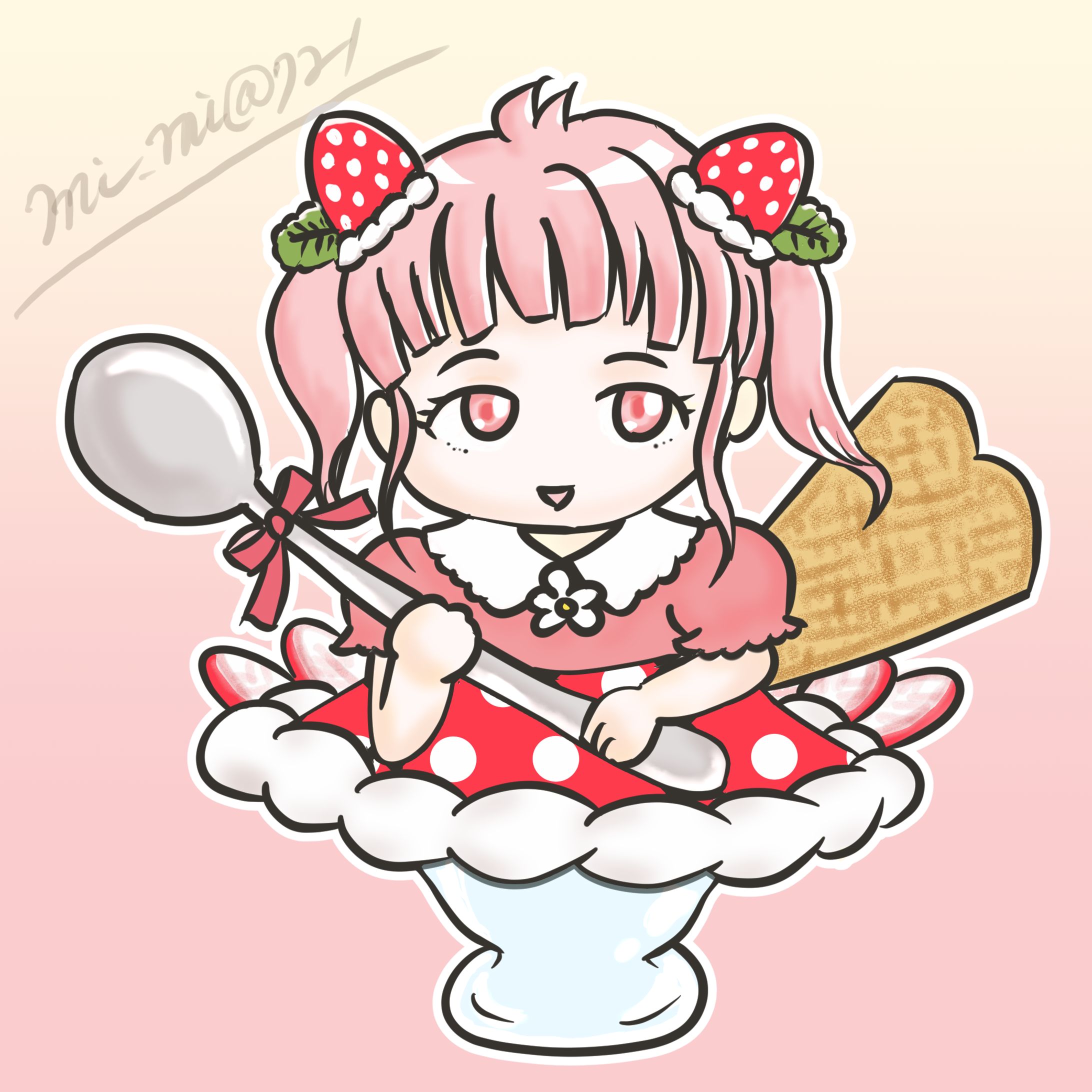 いちごパフェちゃん(キーホルダー用イラスト提供)-1