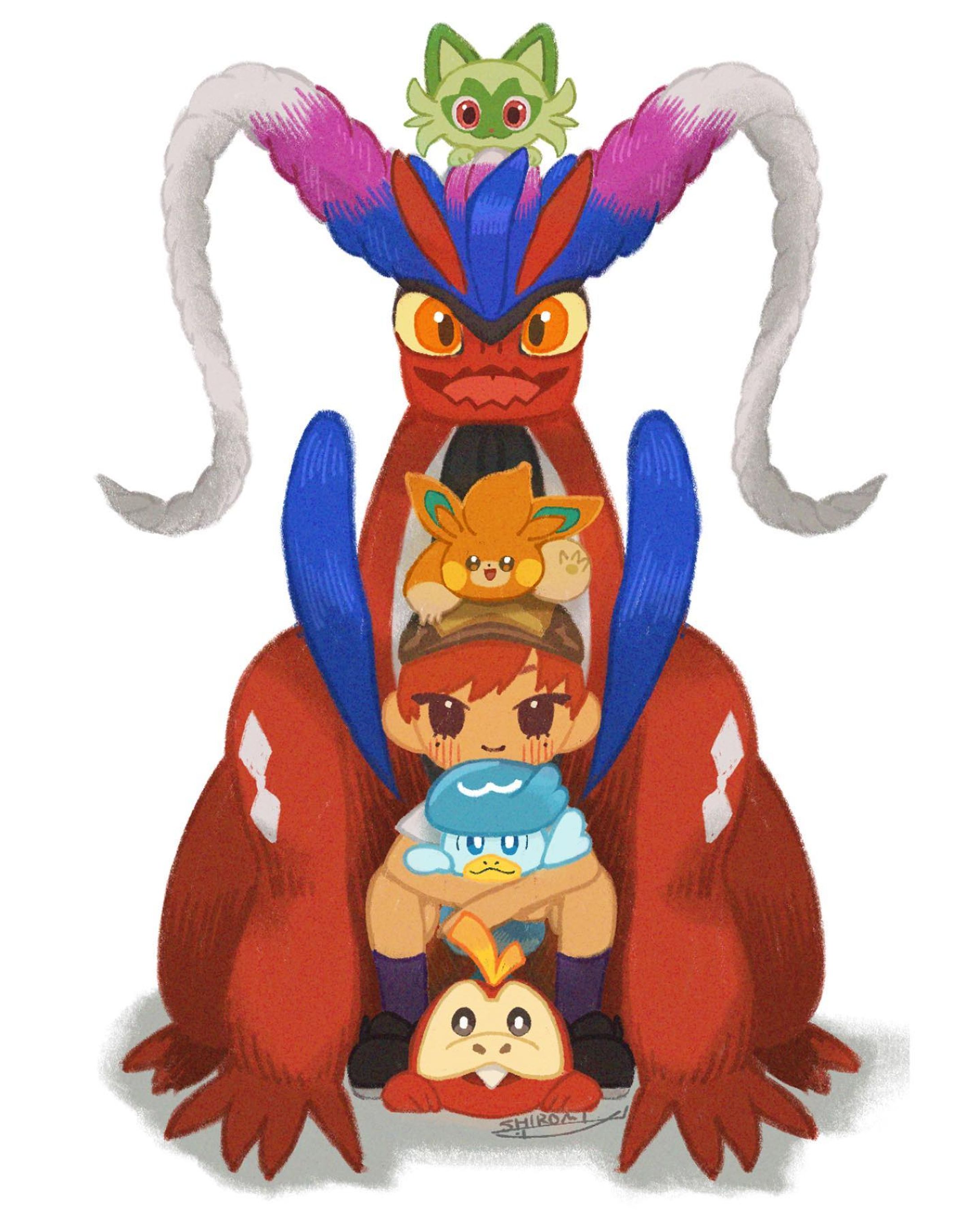 旅の相棒たち！

Traveling Companions!

 #ポケモンイラスト  #コライドン  #ニャオハ  #パモ #クワッス  #ホゲータ  #イラスト
 #pokèmonart #fanart  #illust  #sprigatito  #fuecoco  #quaxly  #pawmi  #koraidon #oc  #pokemonscarlet 
#しろみのおさかなの絵-1