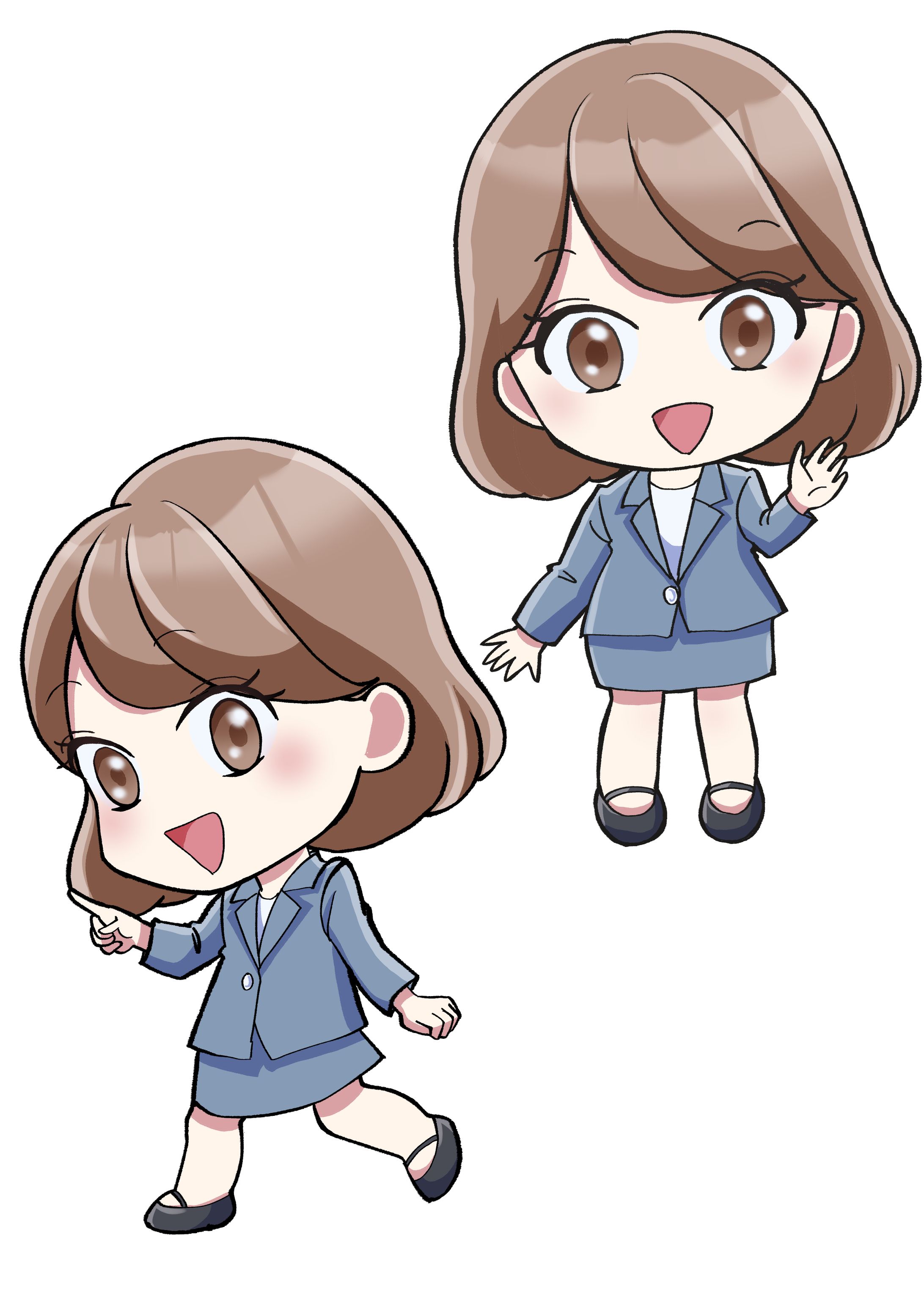 ミニキャラ男女イラストカット-1