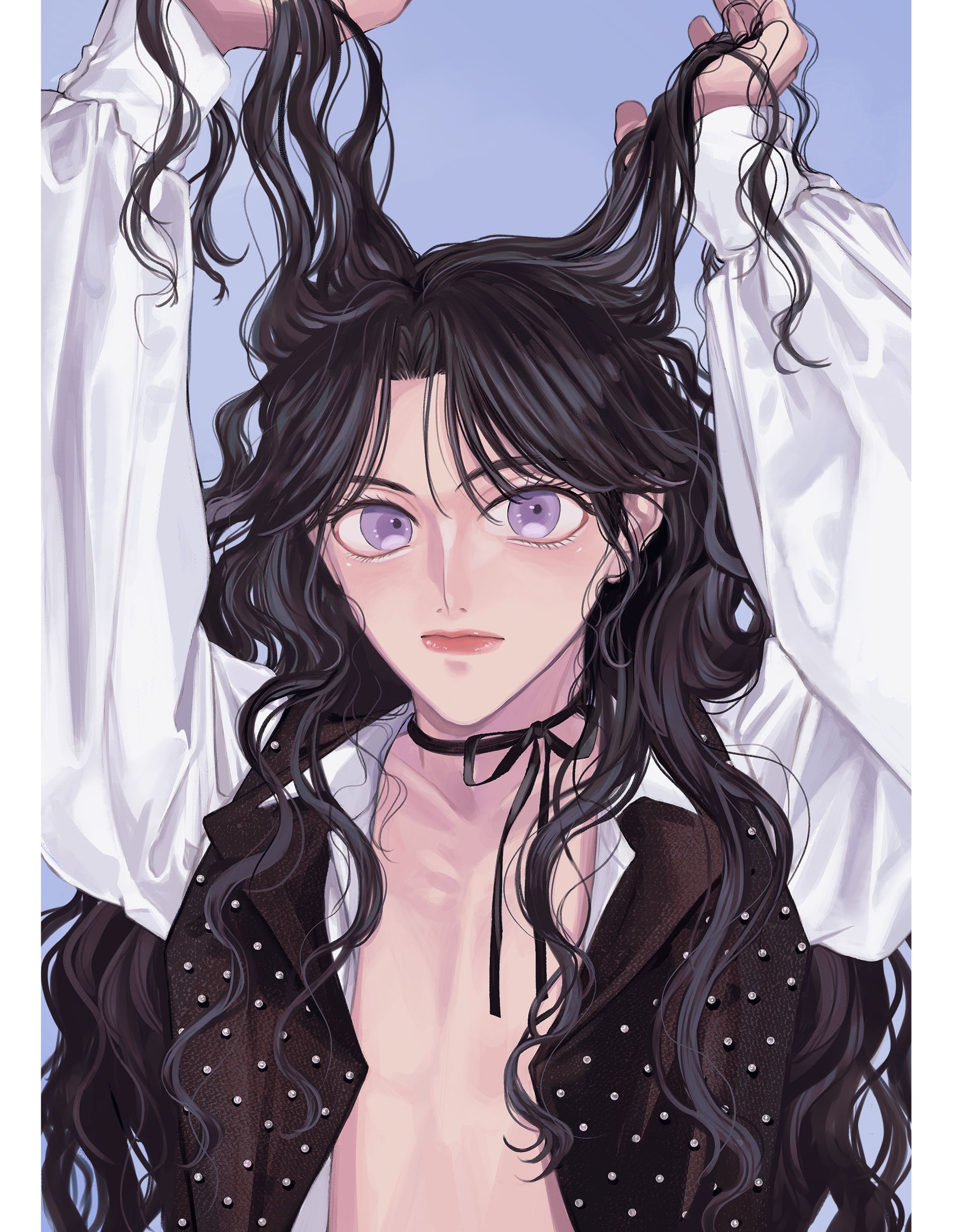 長髪男子カラーイラスト-1