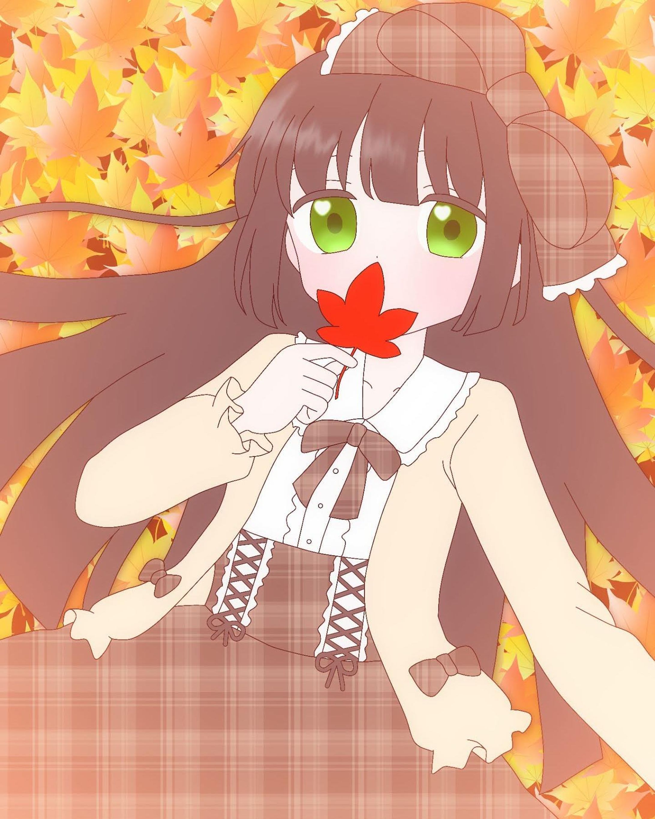 紅葉ちゃん🍁
#イラスト　#お絵描き　#デジタルイラスト　#illust #illustration #女の子　#紅葉　#もみじ　#秋-1
