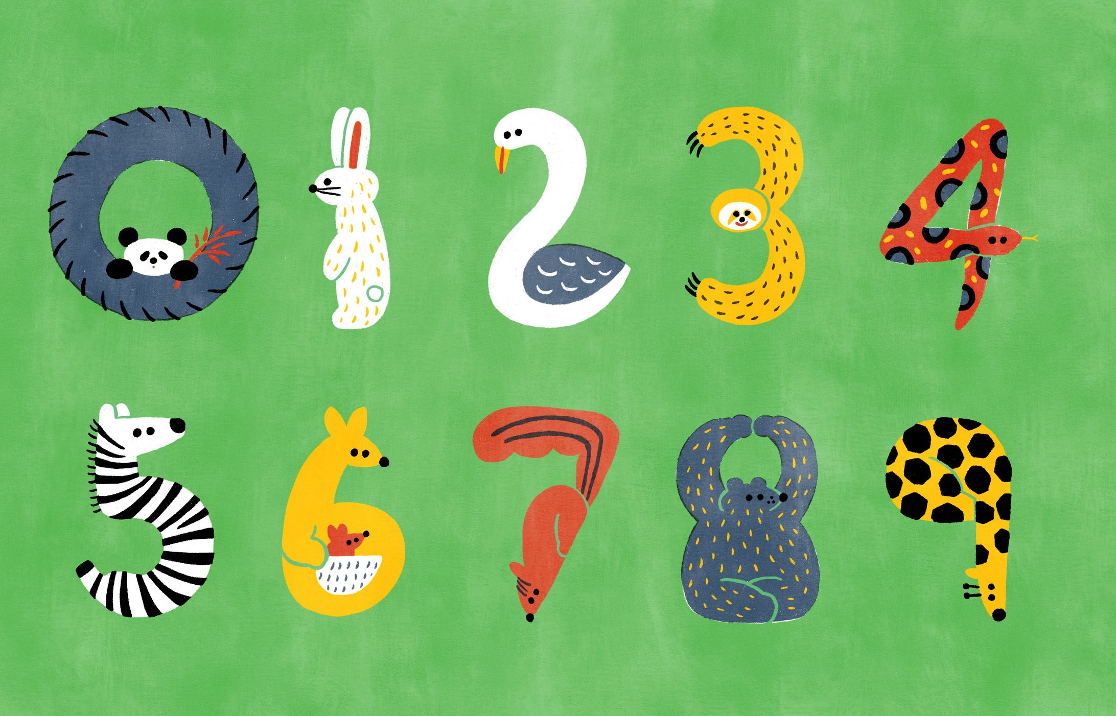 イラスト | 動物園の生き物で数字-1