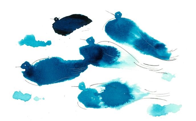 藍色の水彩画