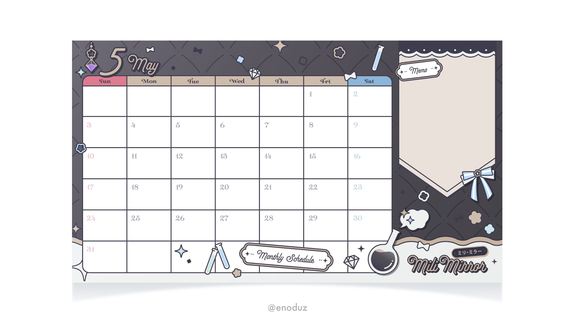 ミリ・ミラー様 / 月間スケジュール表-1