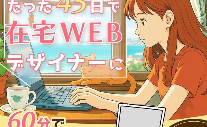 「たった45日で在宅WEBデザイナーに」SNSバナー