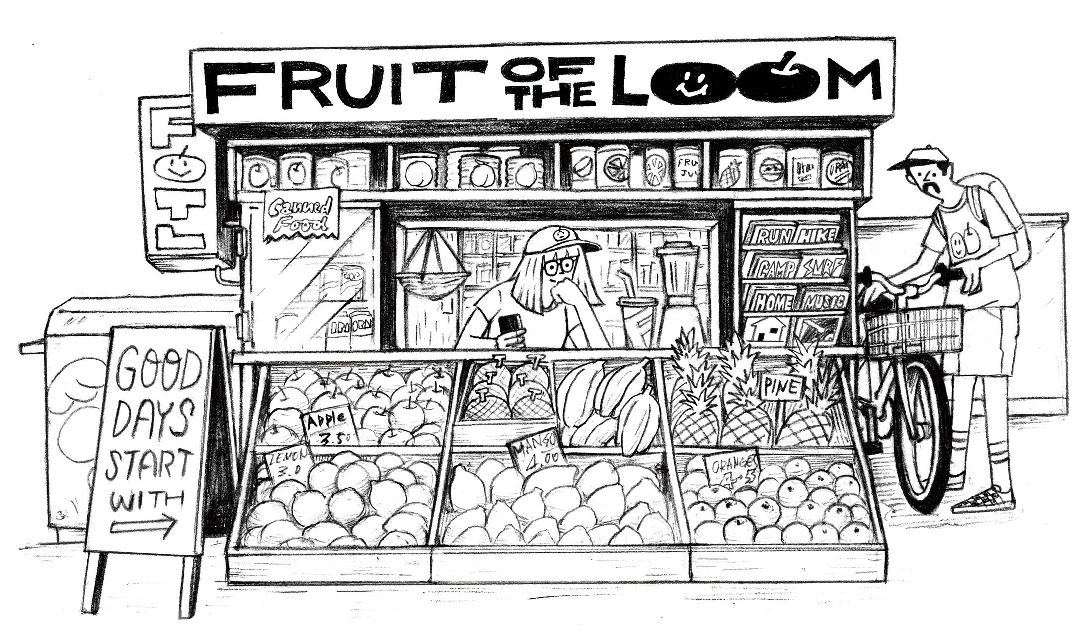 【イラスト】Fruits of the Loom　Tシャツデザイン　「FRUIT STAND&DELIVERY」-1
