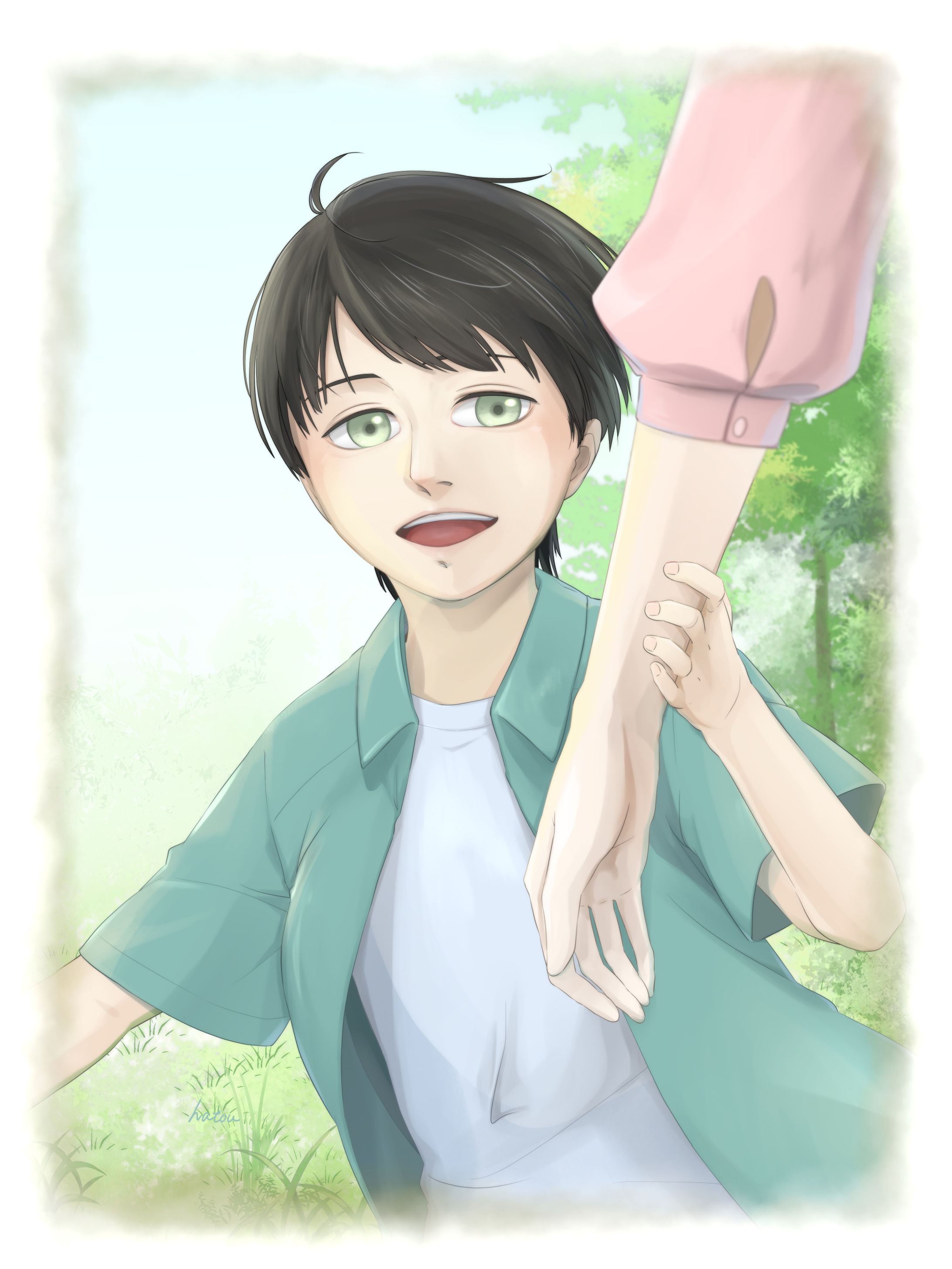 母の手を引く-1