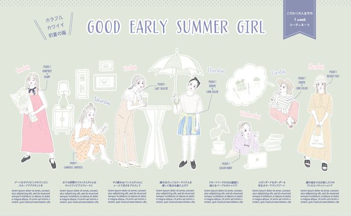 女の子の1weekコーディネート
