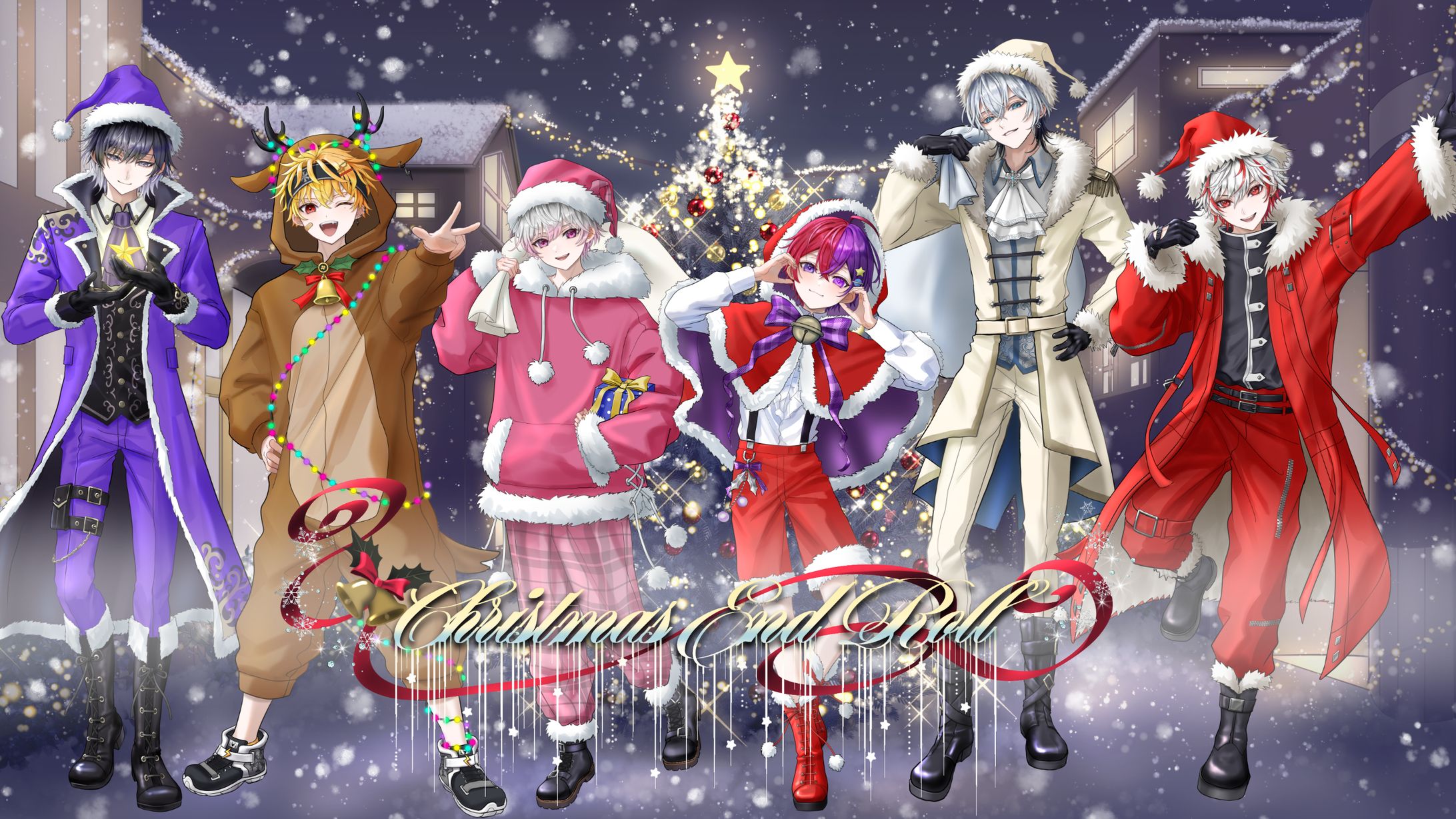 【仕事絵】東秀吉様・ひのま様・あまくん様・いある様・シェル様・あれん様クリスマスイベント用イラスト-1