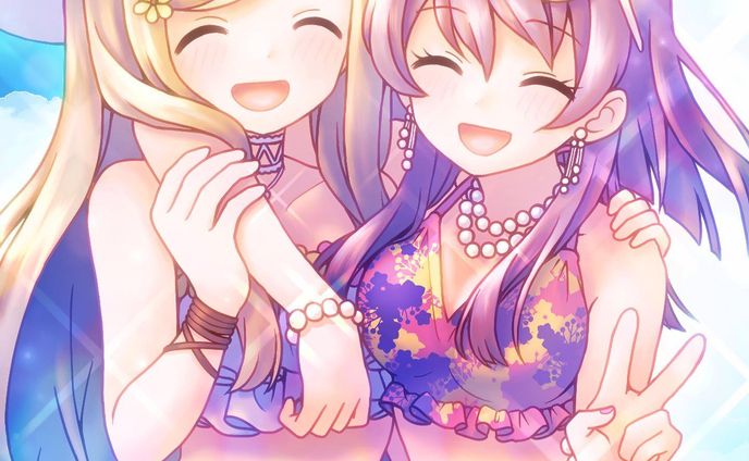 水着ひめサシャ💕　#マギレコ　#マギアレコード　#藍家ひめな　#栗栖アレクサンドラ　#サーシャ　#ひめサシャ　#水着　#イラスト　#お絵かき　#お絵描き　#おえかき　#illustration #illust #女の子　#女の子イラスト　#デジタル　#デジタルイラスト　#デジタル絵