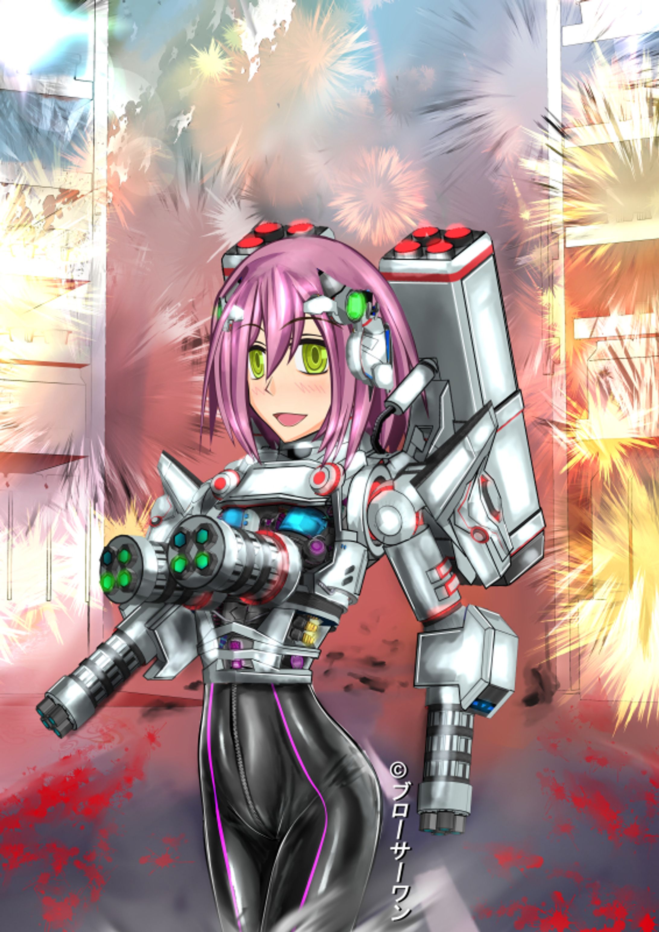 ピンク髪　街破壊-1
