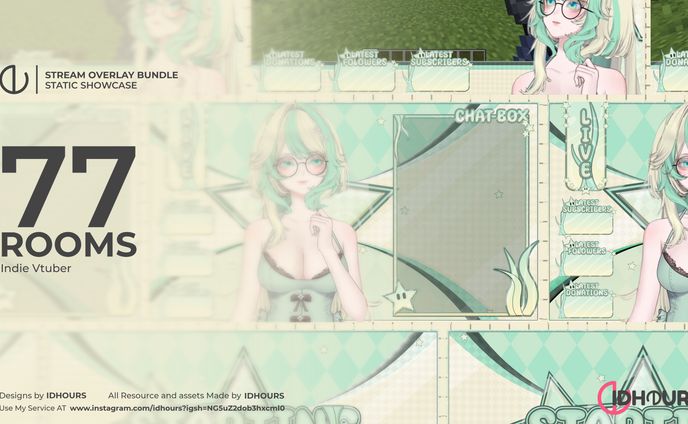 [77'rOOms Ch] Fan-made Stream overlay for @/thisismyrooms77 (X/Twitter)
