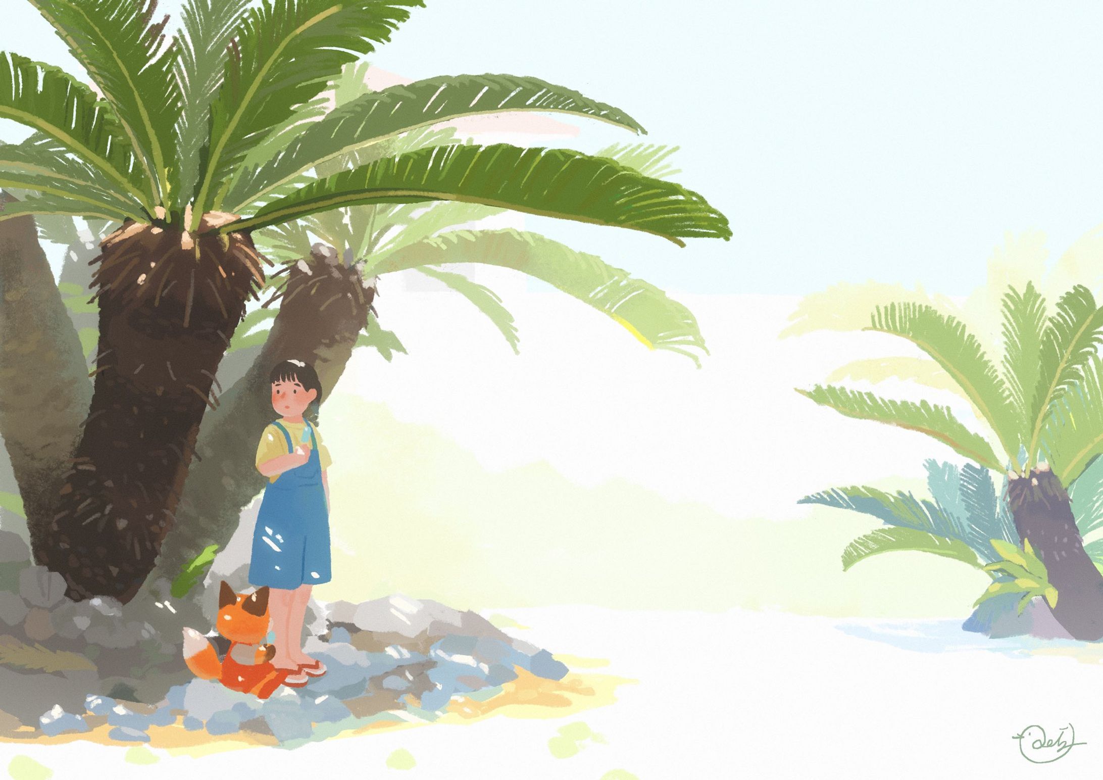 自主制作イラスト「なにかきこえる」-1