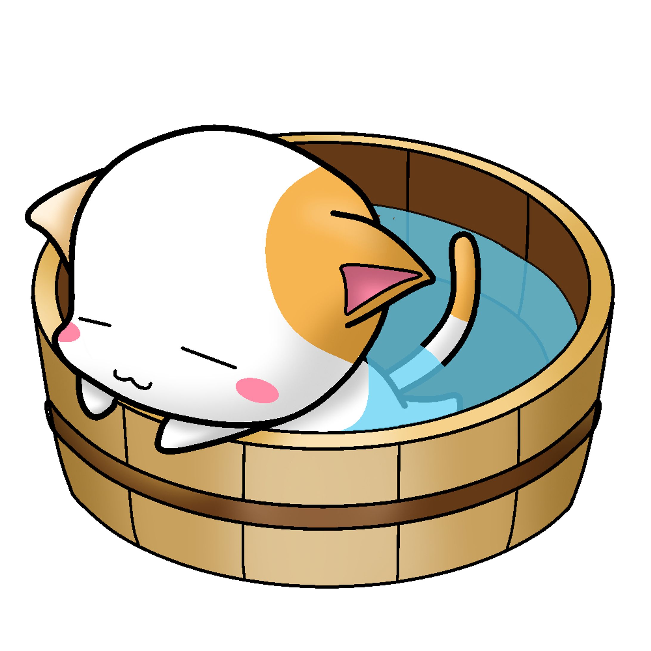 桶で涼むねこ-1