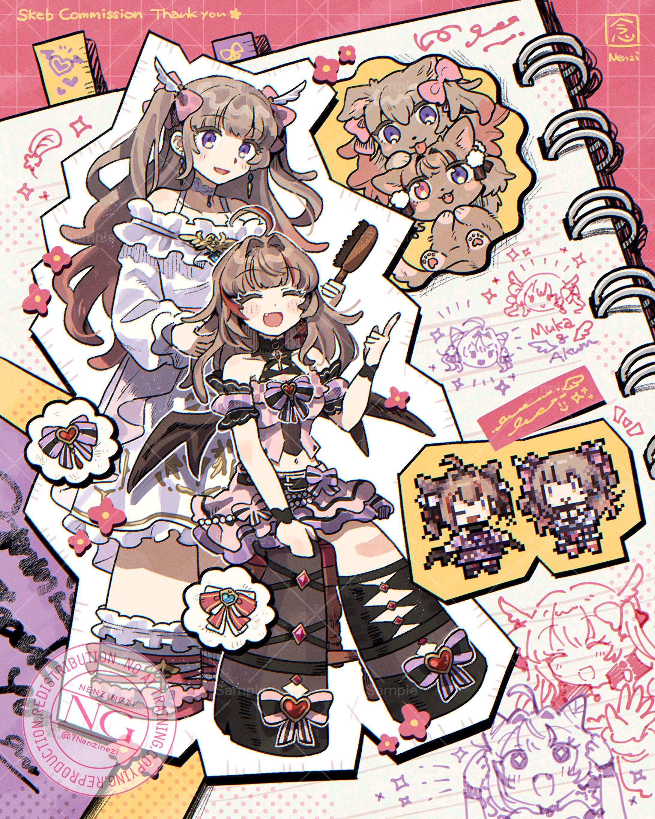 Vtuber「日花 儚夏」様「緋魔娜 婭玖橆」様　描き下ろしイラスト【skeb】-1