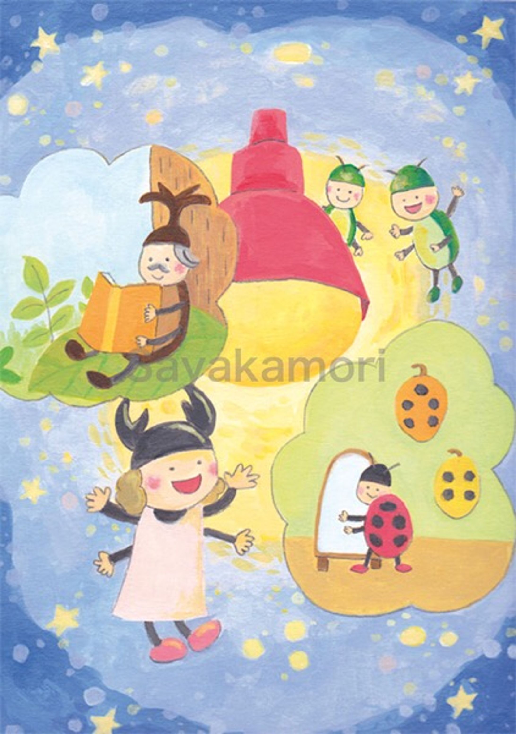 常夜灯に集まる虫たち-1